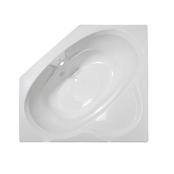 Lyons Industries Classic 5 ft. Corner Front Drain Heated Soaking Tub in White