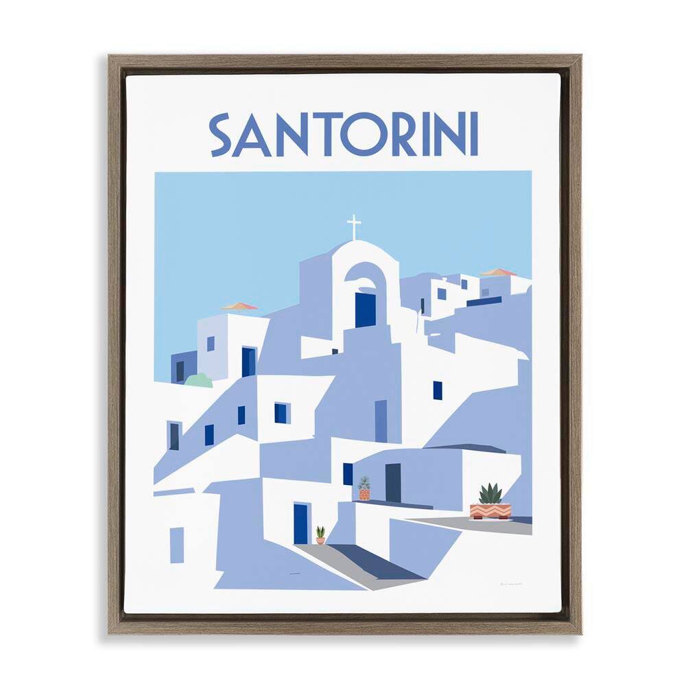 Santorini City Architecture by Omar Escalante Brown Floater Frame Culture Graphic Art Print 21 in. x 17 in. price history on PriceWatchPro