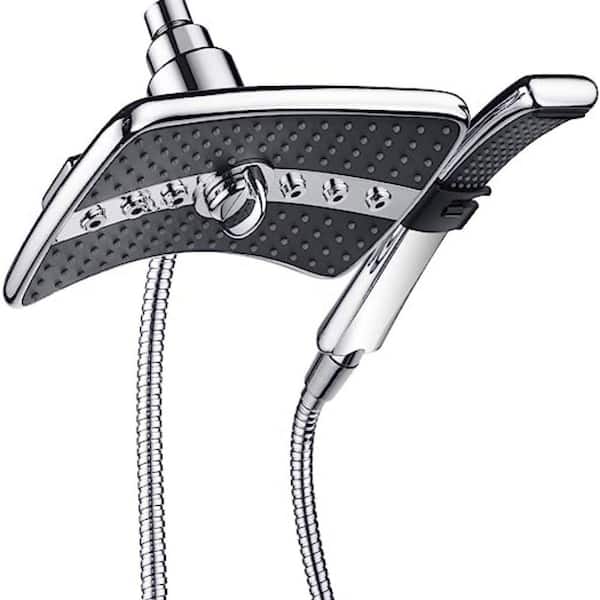Unbranded Shower Head 2-Spray Patterns with 1.8 GPM 8 in. Wall Mount Rain Fixed Shower Head in ‎Chrome