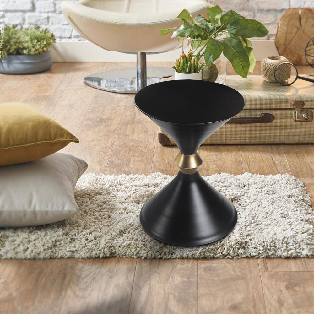 14" Black and Gold Iron Specialty End Table