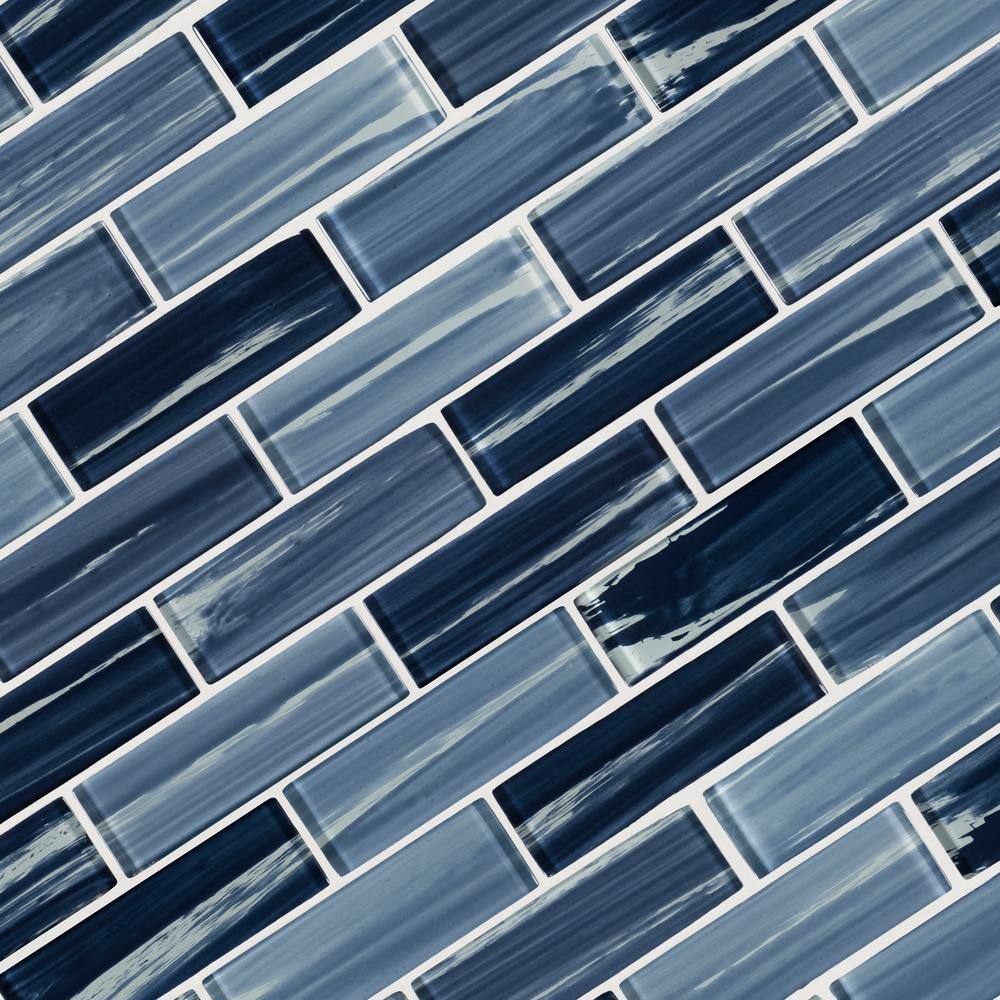 Oceania Azul 12x12 Glass Subway Mosaic Tile