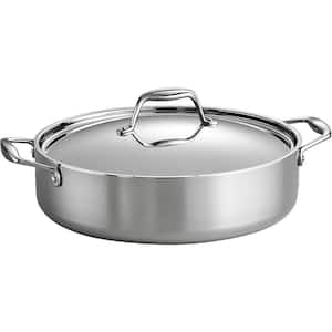 Tri-Ply 6 qt. Covered Dutch Oven - Stainless Steel Braiser Professional Grade - Oven-Safe up to 500°F - Kitchen Cookware