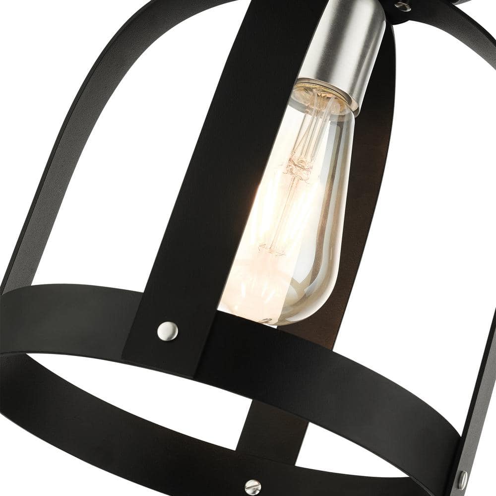 Stoneridge Textured Black and Brushed Nickel 1-Light Semi-Flush Mount