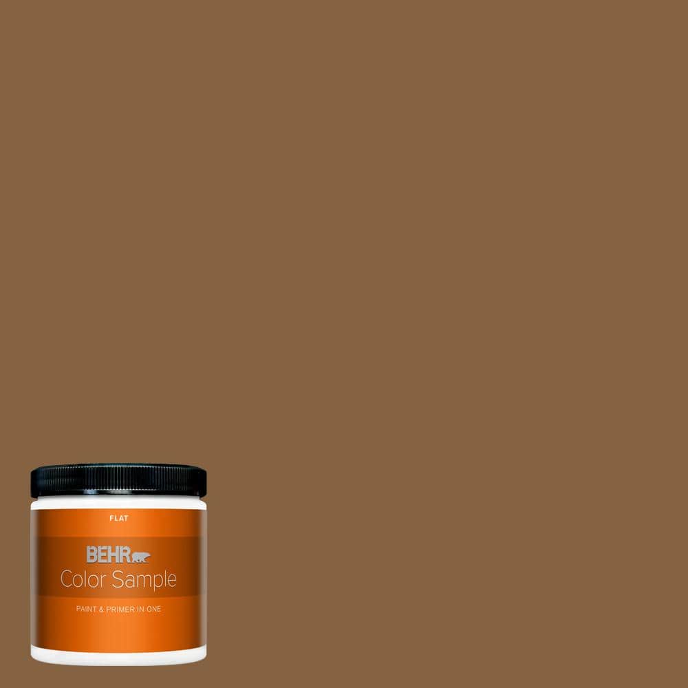 BEHR PREMIUM PLUS 8 oz. MQ210 Burnt Caramel Flat Interior Paint and