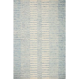 Chris Loves Julia Chris Ivory/Denim 7 ft. 9 in. x 9 ft. 9 in. Modern Hand Tufted Wool Area Rug