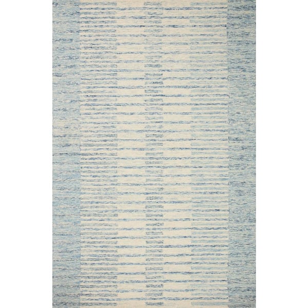Loloi Chris Loves Julia Chris Ivory/Denim 9 ft. 3 in. x 13 ft. Modern Hand Tufted Wool Area Rug