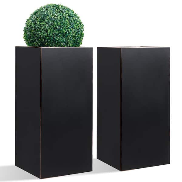 Metal Box Square Planter in Black