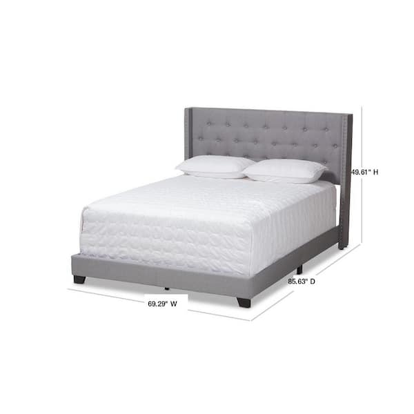 Baxton Studio Brady Light Gray Queen Bed 149 8939 HD The Home Depot