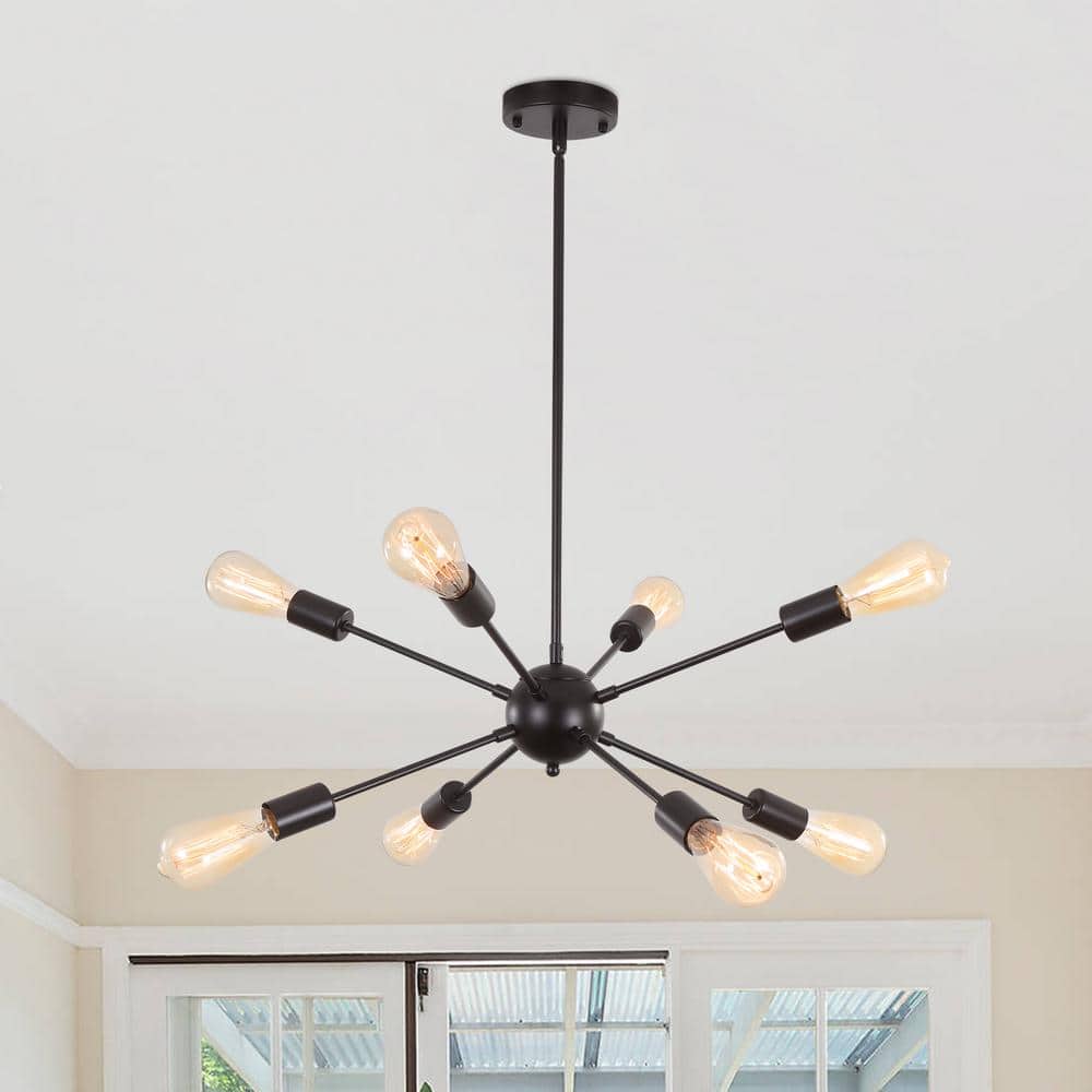 シャンデリア ZJVAIVE 8-Light Matte Black Modern Sputnik Chandelier for Living