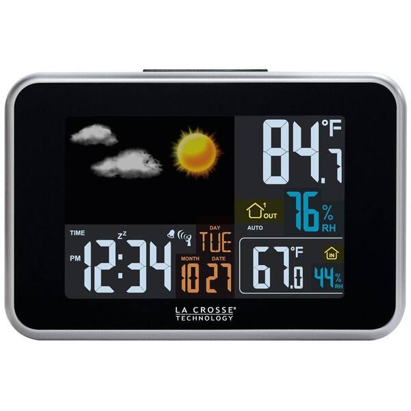 La Crosse Technology 6 in. Black Wireless Color Weather Station with USB Charge Port