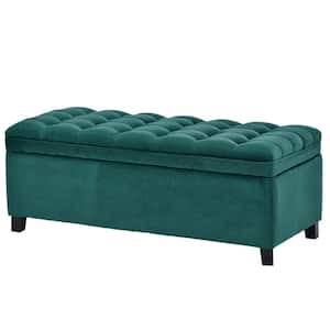 16.1 in. H x 46.5 in. W Green Polyester Shoe Storage Bench