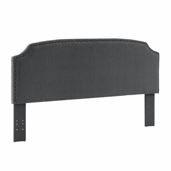 Best Master Furniture Brock Gray California King or King Upholstered Headboard with Nail Heads