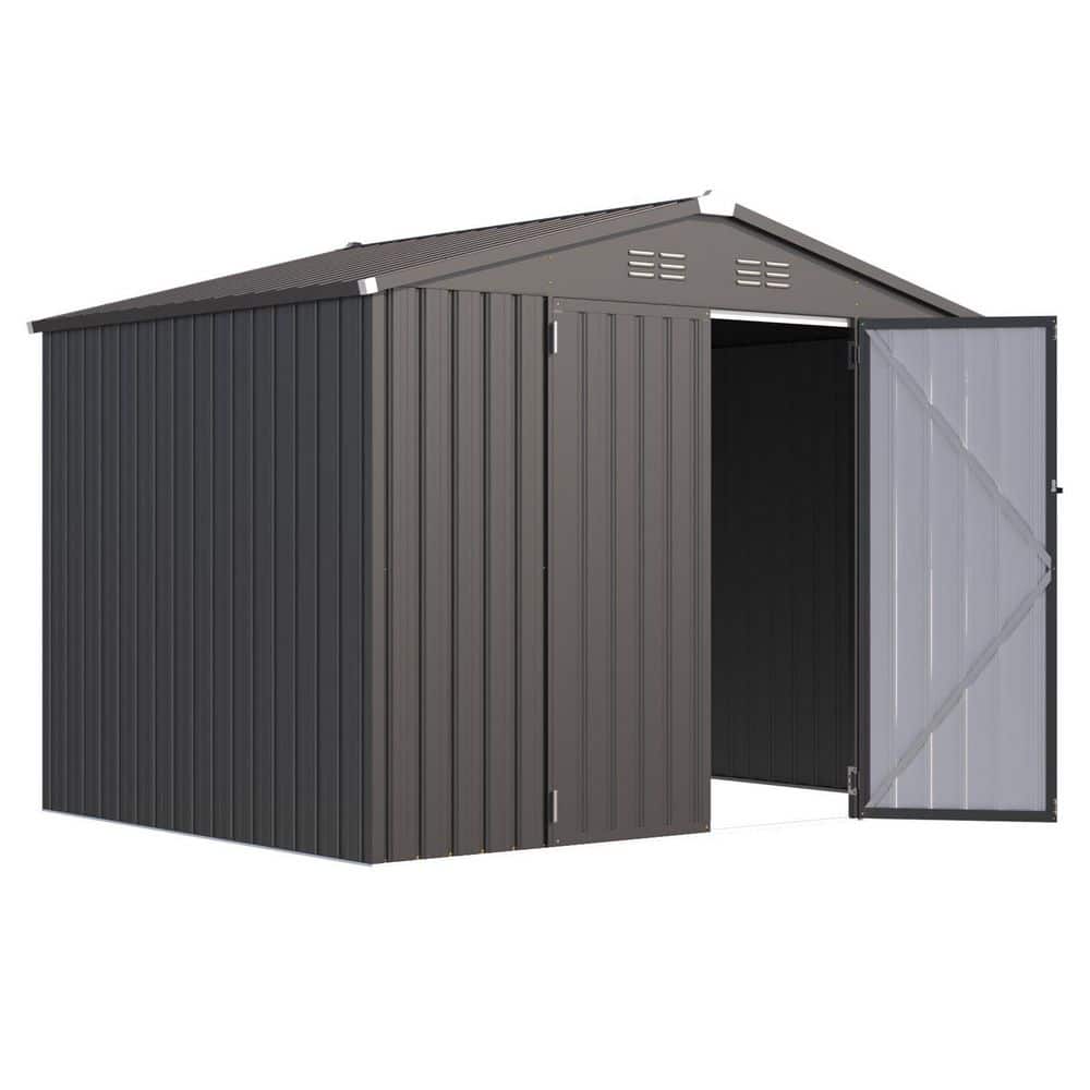Zeus & Ruta 8 ft. W x 6 ft. D Metal Storage Shed with 2-Doors for