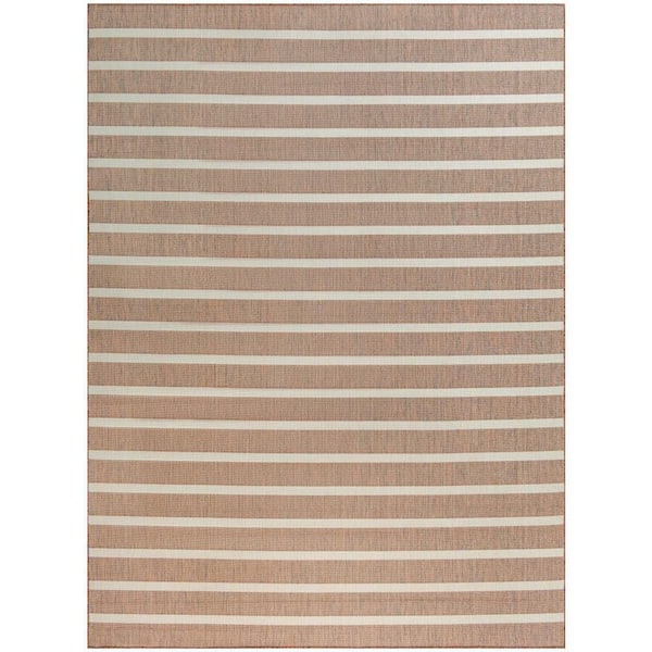 Nourison Positano Jute Ivory 8 ft. x 10 ft. Stripes Contemporary Area Rug