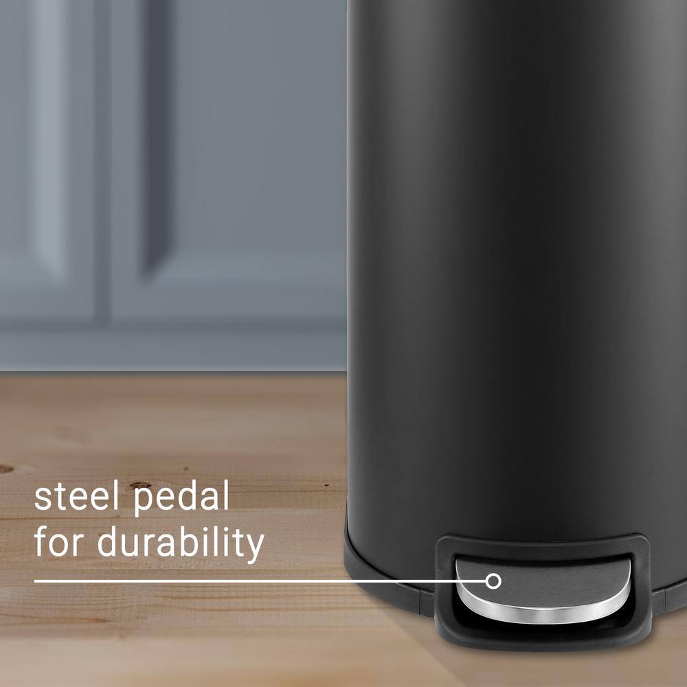 Black Stainless Steel Fingerprint Resistant Step-Open Trash Can