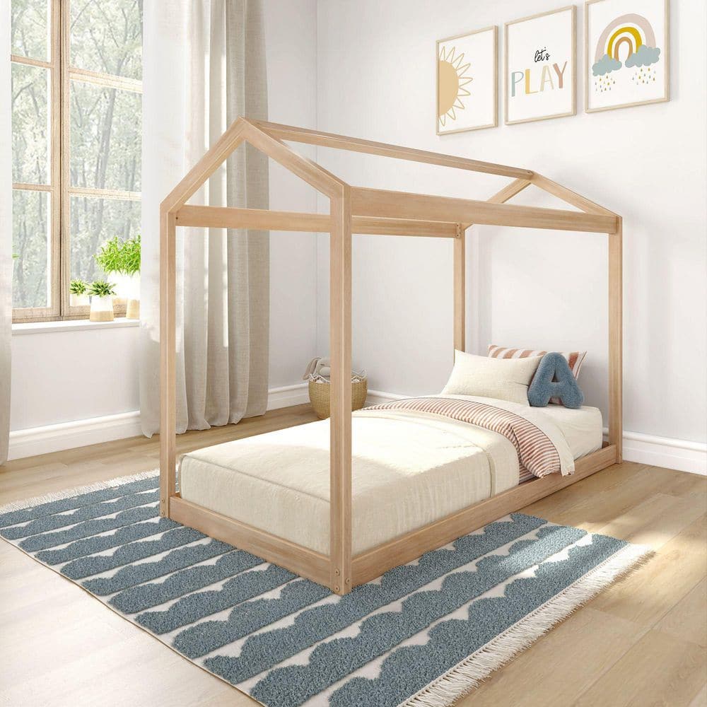Blonde Twin Wood Low House Bed
