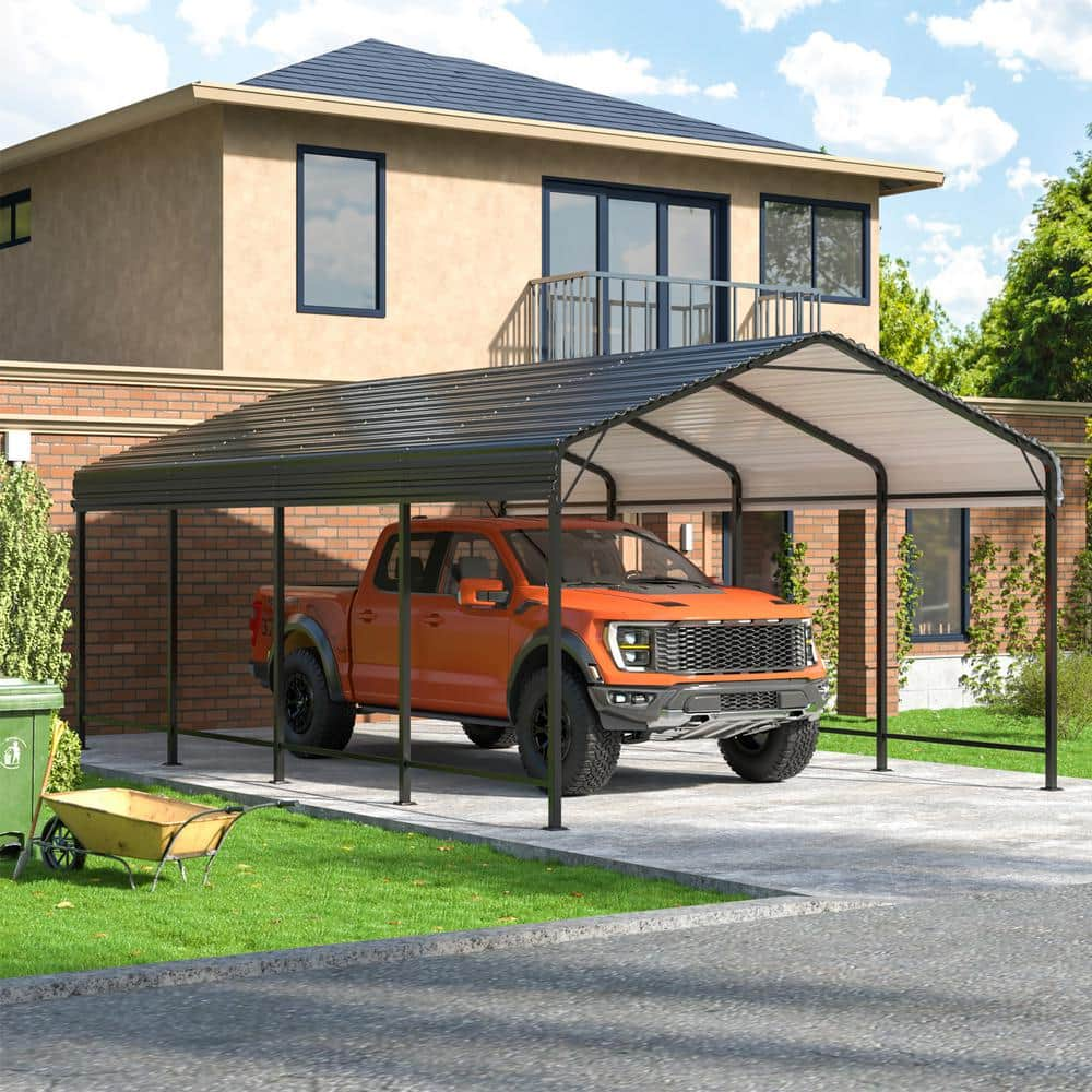 VIWAT 12 ft. W x 20 ft. D Metal Carport, Car Canopy and Shelter