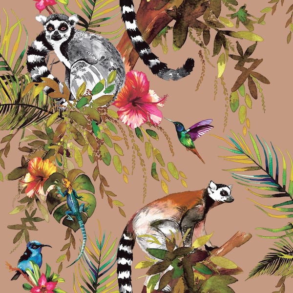 HOLDEN Tropical Lemur Rose Gold Non-Pasted Wallpaper
