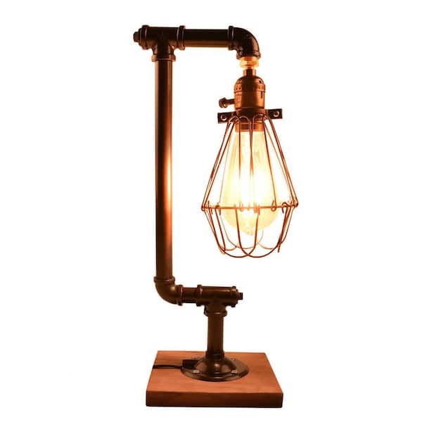 Retro Caged Mental Shade, Industrial Water Pipe Table Lamp