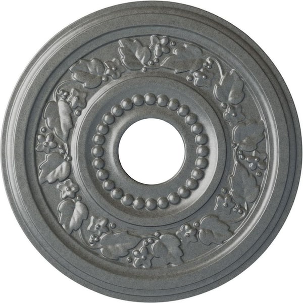 Ekena Millwork 7/8 in. x 16-1/8 in. x 16-1/8 in. Polyurethane Genevieve Ceiling Medallion, Hand-Painted Platinum