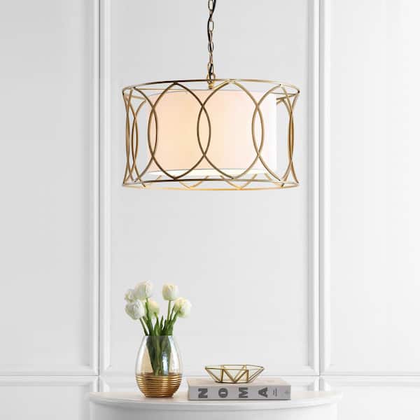 【新品】Safavieh Silos ペンダントライト ゴールドLIT4520A SAFAVIEH Silas 1-Light Gold Adjustable Cage Drum Hanging Pendant