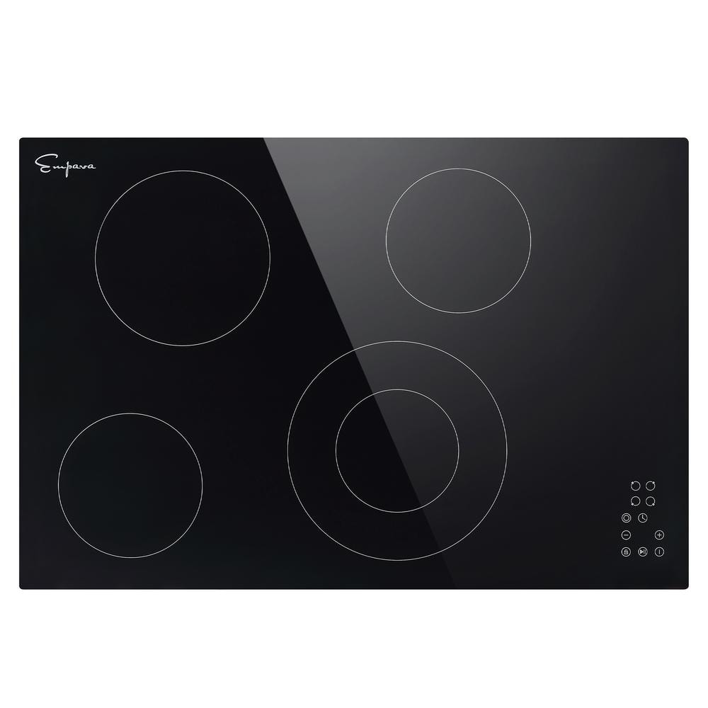 Empava 30 in. Smooth Surface Radiant Electric Cooktop in Black with 4 Elements Including Dual Zone Element