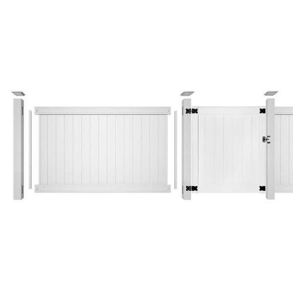 Pro-Series 4 ft. H x 8 ft. W White Vinyl Woodbridge Privacy Fence Panel Pro-Series 4 ft. H x 8 ft. W White Vinyl Woodbridge Privacy Fence Panel