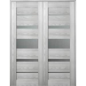 Vona 07-03 64 in. x 84 in. Both Active 5-Lite Frosted Glass Ribeira Ash Wood Composite Double Prehung French Door