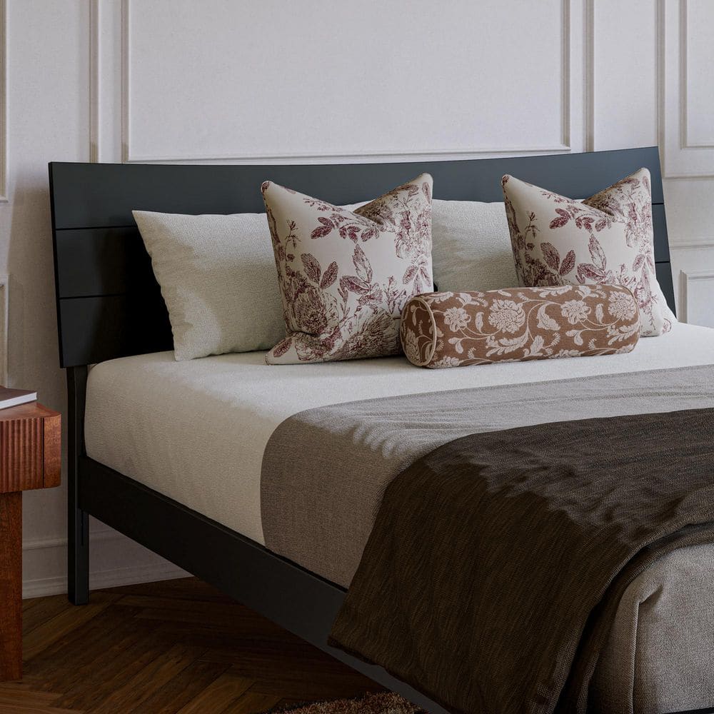 Phoenix Black Wood Queen Panel Headboard