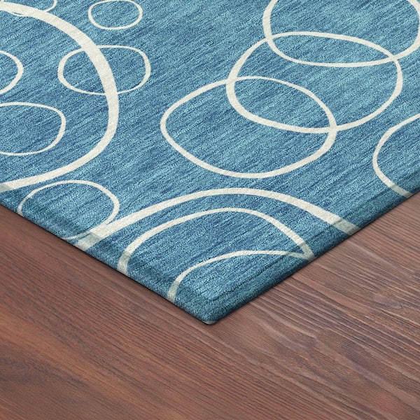 Chantille Machine Washable Indoor/Outdoor Abstract ACN2407 Teal 9 ft. x 12 ft. Area Rug