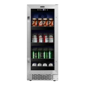 15 in. 33-Bottle Wine and 80-Can Undercounter Stainless Steel Refrigerator Beverage Cooler