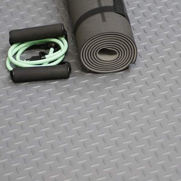 Rubber-Cal Diamond-Plate Rubber Flooring Rolls - 3 mm x 4 ft x 4 ft Rolls - Black