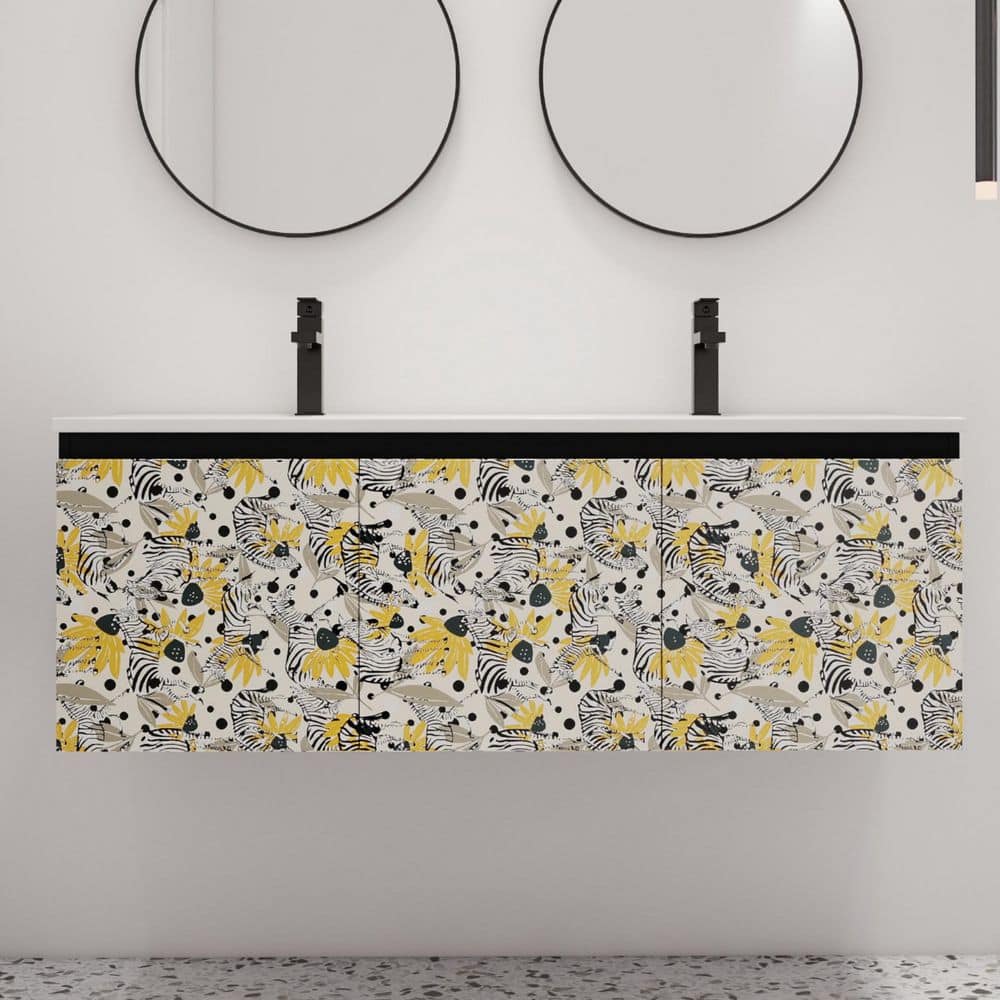47.6 in. W x 18.3 in. D x 17.3 in. H Wall Mounted Bath Vanity in Colored ze