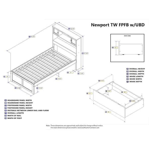 Atlantic Furniture Newport Walnut Twin Xl Platform Bed With Flat Panel Foot Board And 2 Urban Bed Drawers Ar8512114 The Home Depot