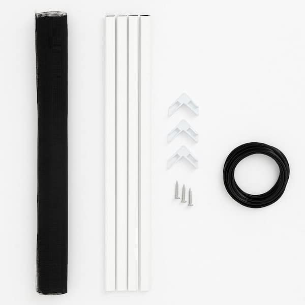 DYI Screen-in Porch Panel Kit 48 in. x 48 in. White Aluminum Frame Charcoal Fiberglass Mesh Porch Panel Window Screen