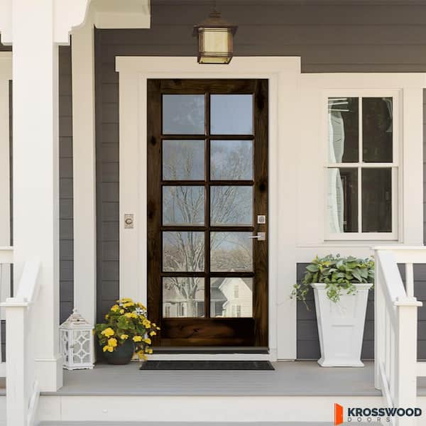 Krosswood Doors 32in.x80in. KnottyAlder LH 10-Lite Clear Glass