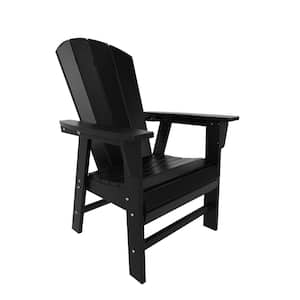 Laguna Outdoor Patio Fade Resistant HDPE Plastic Adirondack Style Dining Chair with Arms in Black