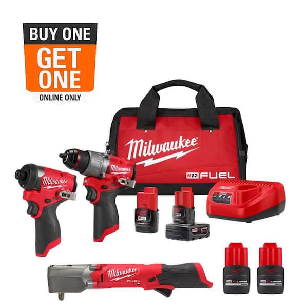M12 FUEL 12-Volt Cordless 2-Tool Combo Kit with M12 FUEL 3/8 in. Right Angle Impact Wrench & (2) HO 2.5 Ah Batteries