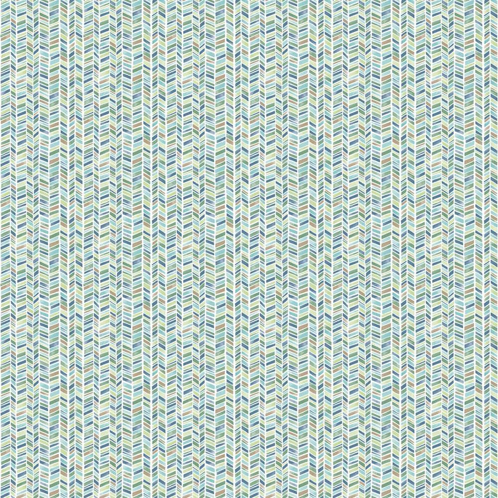 Stained Glass Stripe Emerald Green/Turquoise/Navy Matte Finish Non-Woven Pa