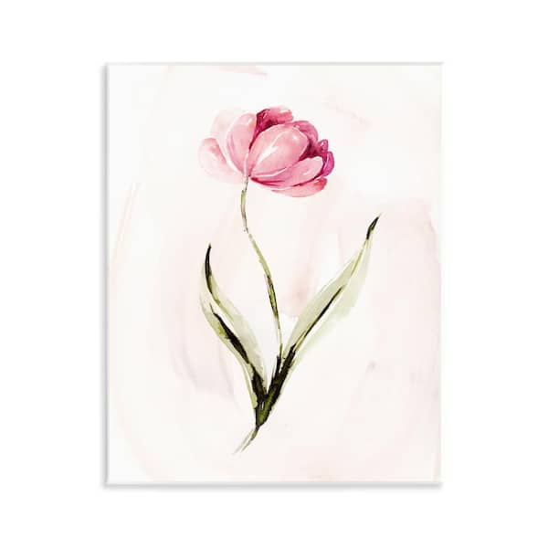 Modern Pink Blossom Sprig by Kristen Brockmon Unframed Nature Graphic Art Print 14 in. x 11 in.