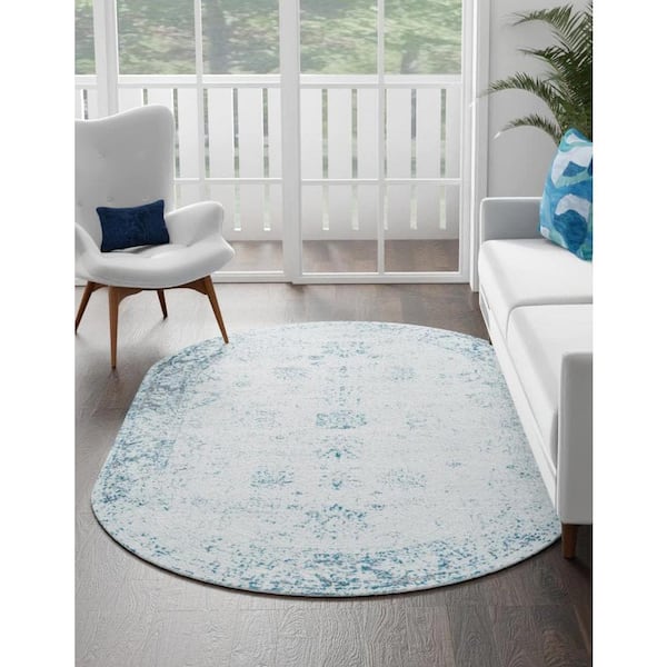 Sofia Casino Light Blue 4 ft. 1 in. x 6 ft. 1 in. Area Rug