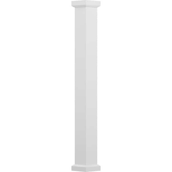 AFCO 8 ft. x5-1/2 in. Endura-Aluminum Empire Style Column, Square Shaft (Load-Bearing 12,000 lbs.) Non-Tapered,Textured White
