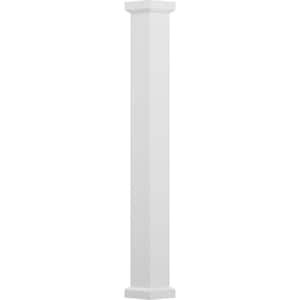 9' x 5-1/2" Endura-Aluminum Empire Style Column, Square Shaft (Post Wrap Installation), Non-Tapered, Textured White