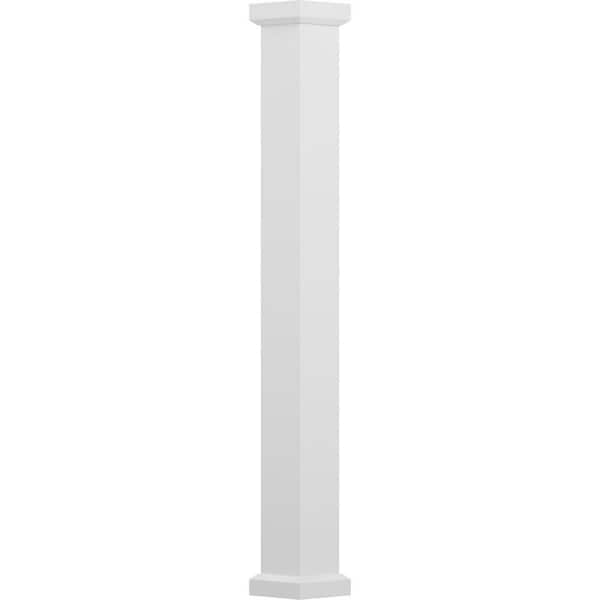 AFCO 8' x 7-1/4" Endura-Aluminum Empire Style Column, Square Shaft (For Post Wrap Installation), Non-Tapered, Textured White