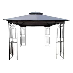 10 ft. x 10 ft. Outdoor Patio Gazebo Gray Top Canopy Tent With Ventilated Double Roof And Mosquito Net