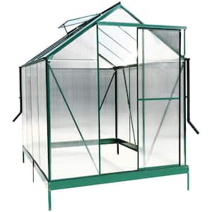 75.2 in. W x 99.2 in. D x 96.8 in. H Polycarbonate Aluminum Walk-in Greenhouse Kit with Gutter, Vent and Door in Green