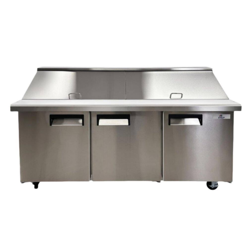 72.25 in. W 20.27 cu. ft. 3-Door Commercial Food Sandwich Prep Table Refrigerator with Mega Top in Stainless Steel