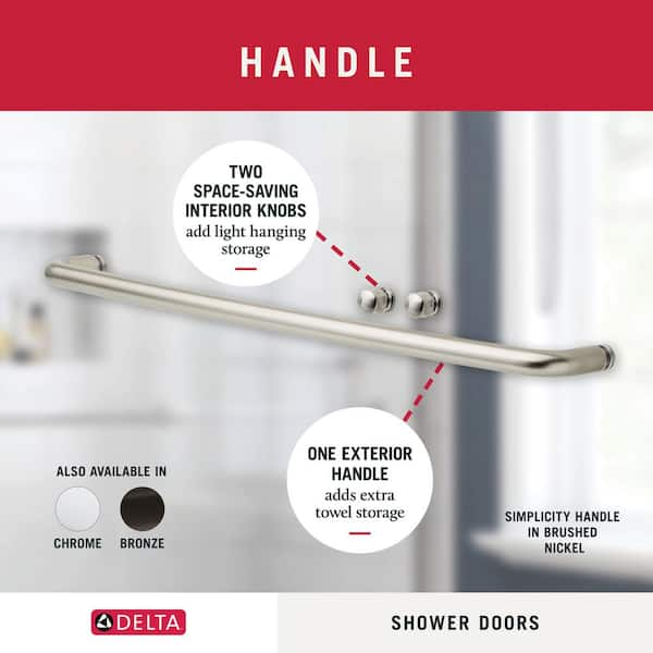 Delta Simplicity 48 in. x 70 in. Semi-Frameless Traditional Sliding Shower Door in Nickel with Rain Glass 2421904