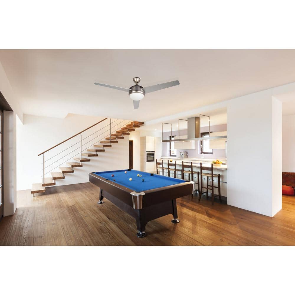 52-Inch Brushed Nickel Ceiling Fan with Light and Remote