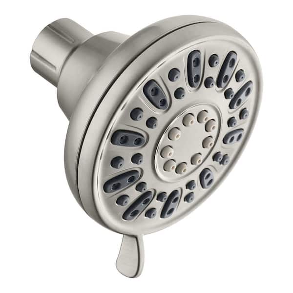 4-Spray Patterns with 1.8 GPM 3.5 in. Tub Wall Mount Single Fixed Shower Head in Brushed Nickel